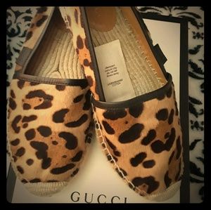 GUCCI Leopard-Print Calf-Hair Espadrilles